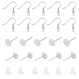 Unicraftale Earring Findings Sets, with 304 Stainless Steel Stud Earring Findings, 316 Stainless Steel Earring Hooks and Plastic Ear Nuts