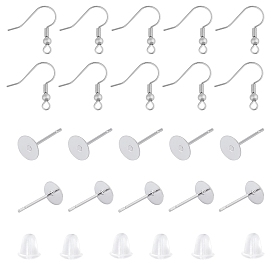 Earring Findings Sets, with 304 Stainless Steel Stud Earring Findings, 316 Stainless Steel Earring Hooks and Plastic Ear Nuts