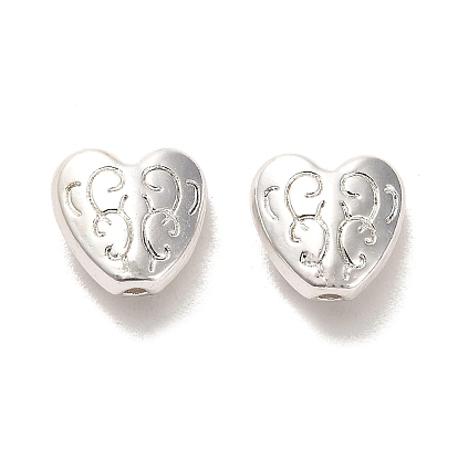 Alloy Beads, Long-Lasting Plated, Heart Charms