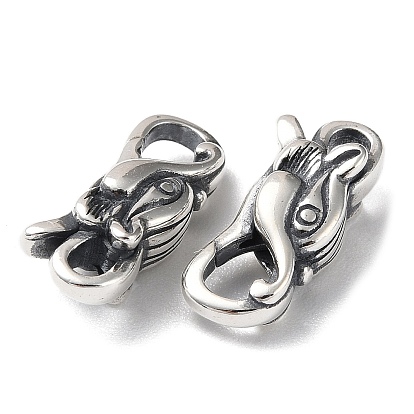 925 Thailand Sterling Silver Lobster Claw Clasps, Elephant