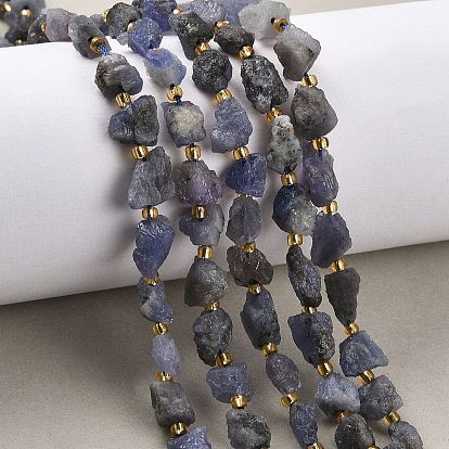 Необработанные натуральные бусины из танзанита, самородки, с бисером