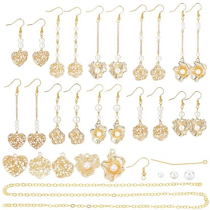 DIY Imitation Pearl Beads Dangle Earrings Making Kit, Including Alloy Pendants, Glass Pearl Beads, Iron Rolo Chains, Brass Eye Pin & Earring Hooks