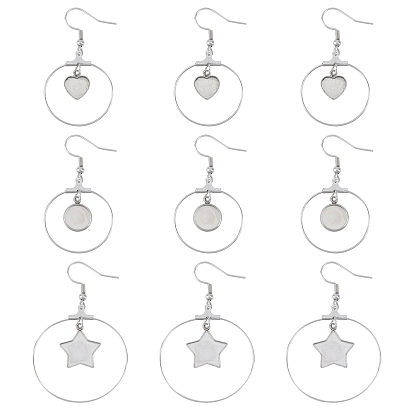 Stainless Steel Dangle Earrings, Star