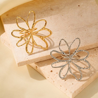 Регулируемые 304 манжеты из нержавеющей стали для женщин, цветок