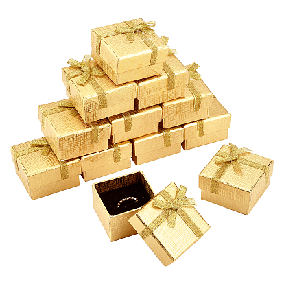 Cardboard Box Ring Boxes, with Bowknot, Square