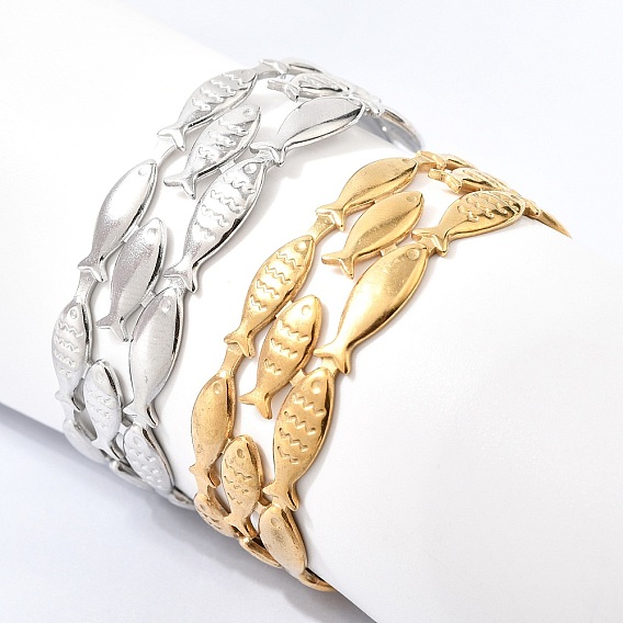 Рыба 304 браслеты-манжеты из нержавеющей стали для женщин