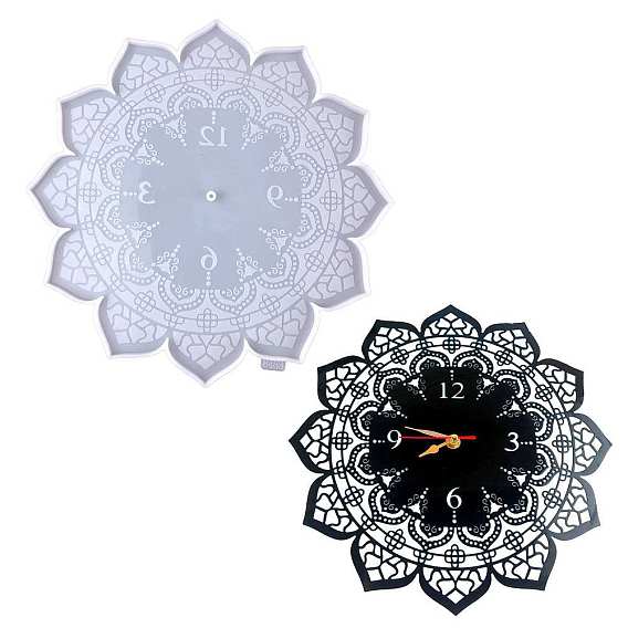 DIY Мандала цветок часы пищевые силиконовые формы, настенные украшения для литья смолы, для уф-смолы, изготовление изделий из эпоксидной смолы