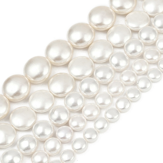 Гальванические оболочки жемчужные бусы пряди, плоско-круглые, полированный