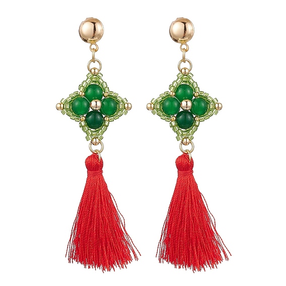 Драгоценный камень серьги, с ручной работы стеклянными бусинами и железной фурнитурой для сережек для женщин, золотые