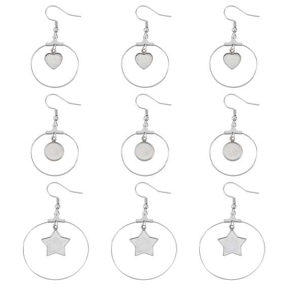 Stainless Steel Dangle Earrings, Star