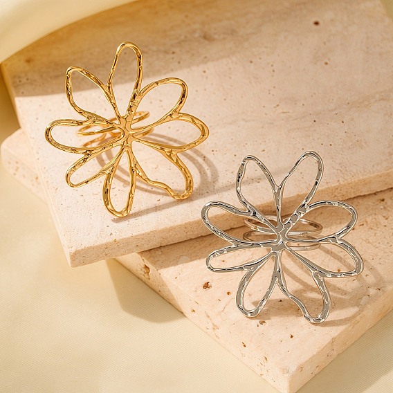 Регулируемые 304 манжеты из нержавеющей стали для женщин, цветок