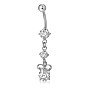 Piercing-Schmuck, kubischer Zirkiona-Nabelring aus Messing, Bauchringe, mit 304 Edelstahlleiste, Bleifrei und cadmium frei, Schleife
