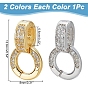2Pcs 2 Colors Rack Plating 925 Sterling Silver Micro Pave Clear Cubic Zirconia Enhancer Shortener Bails, Hinged Pendant Bails, with S925 Stamp