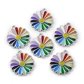 Подвески из эмали и сплава, цветочный шарм, платина