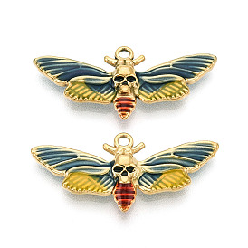 304 нержавеющей стальной эмали подвески, Подвески в виде мотылька и черепа, ионное покрытие (ip), реальный 18 k позолоченный