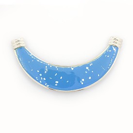 Platinierte Eisenemailrohrverbindungen, mit weißen Schalenchips, Kronleuchter Komponenten, 125x15~29x3 mm, Bohrung: 5 mm