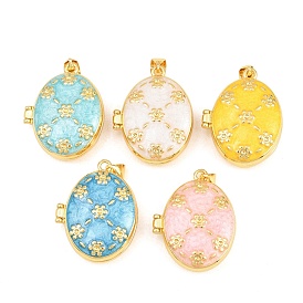 Латунные подвески, с эмалью, без кадмия и без свинца, реальный 18 k позолоченный, стойки покрытие, долговечный, овальные амулеты