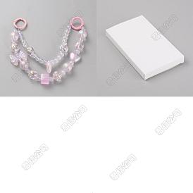 2Piezas de decoraciones colgantes de acrílico con forma de mariposa, con broches de aleación, para bolsa, decoraciones del teléfono móvil