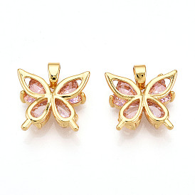 Латунные микро проложить кубического циркония прелести, без кадмия и без свинца, бабочка