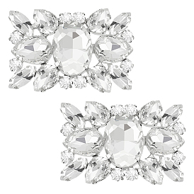 1 пара латунных зажимов для обуви со стразами, съемное украшение для обуви, прямоугольные