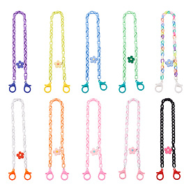 10шт 10 цвета цепочки для очков, шейный ремешок для очков, с акриловыми тросовыми цепями, цветок