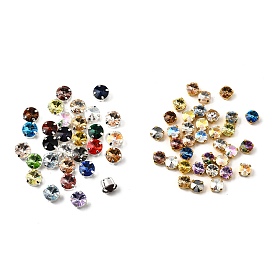 Шить на горный хрусталь, стекло горный хрусталь, плоско-круглые, с настройками латуни