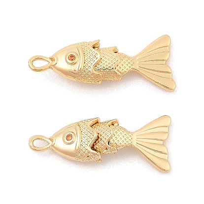 Латунные микропаве прозрачные подвески с фианитом, рыбы прелести