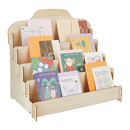 4-Slot Wood Display Risers, for Greeting Card Display
