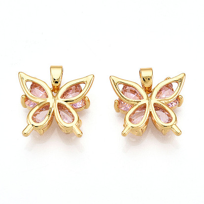 Латунные микро проложить кубического циркония прелести, без кадмия и без свинца, бабочка