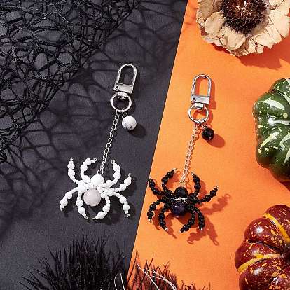 2 шт. подвесные украшения из натурального аметиста, паук, с натуральным розовым кварцем, природные Говлит, натуральный черный оникс и стекло