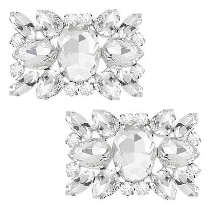 1 пара латунных зажимов для обуви со стразами, съемное украшение для обуви, прямоугольные