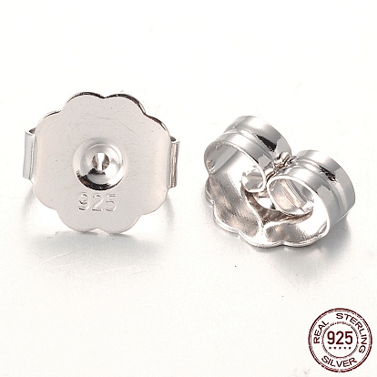 Platinum Plated Sterling Silver Ear Nuts, 9x10x4.5mm, Hole: 1mm, about 237pcs/100g