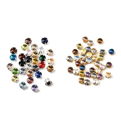 Шить на горный хрусталь, стекло горный хрусталь, плоско-круглые, с настройками латуни