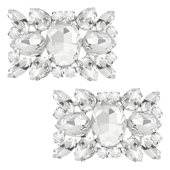 1 пара латунных зажимов для обуви со стразами, съемное украшение для обуви, прямоугольные