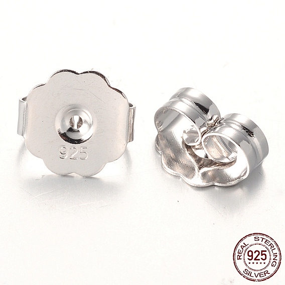 Platinum Plated Sterling Silver Ear Nuts, 9x10x4.5mm, Hole: 1mm, about 237pcs/100g