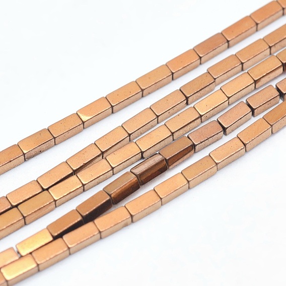 Electroplate Non-magnetic Synthetic Hematite Beads Strands, PVD Vacuum Plating, Cuboid