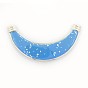 Platinum Plated Iron Enamel Tube Links, with White Shell Chips, Chandelier Components, 125x15~29x3mm, Hole: 5mm