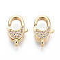 Застежки-лобстеры с прозрачным кубическим цирконием и латунным паве, овальные