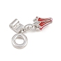Brass Enamel European Dangle Charms, Large Hole Charms, Umbrella Scroll, Red
