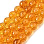 Natural Quartz Crystal Beads Strands, Dyed & Heated, Imitation Citrine, Faceted, Round