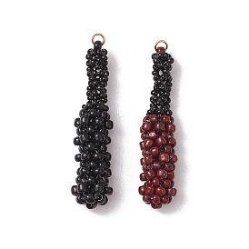 Подвески в виде бейсбольной биты из стеклянных бус, с 304 кольцами из нержавеющей стали