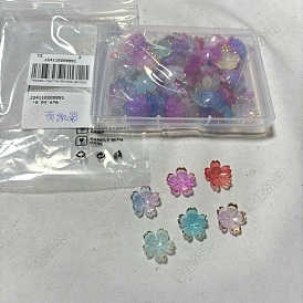120pcs 6 couleurs capuchons de perles en acrylique, Flower 5 pétales