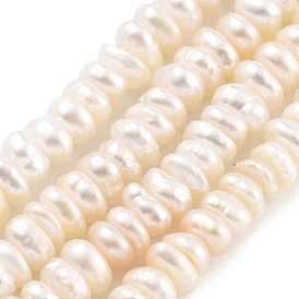 Natural Cultured Freshwater Pearl Beads Strands, Grade 3A+, Rondelle