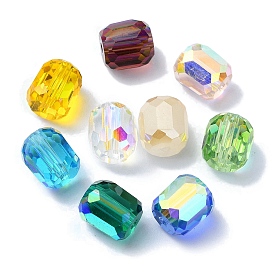 AB Color Plated Glass Beads, Faceted Barrel