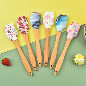 Silicone Baking Spatulas Butter Cake, with Beechwood Handle, Bakewere Tool