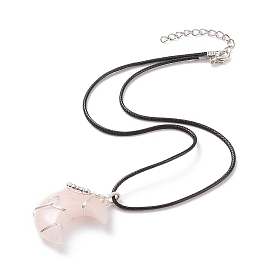 Ожерелье с подвеской в виде полумесяца из натурального драгоценного камня, женское колье из латуни с вощеным шнуром