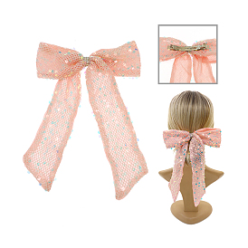 300Pcs Bowknot Polyester Paillette Hair Barrettes for Girls Women