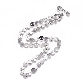 304 Stainless Steel Link Chain Necklaces, with Lobster Claw Clasps, Flat Round