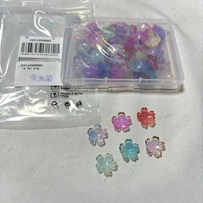 120pcs 6 couleurs capuchons de perles en acrylique, Flower 5 pétales