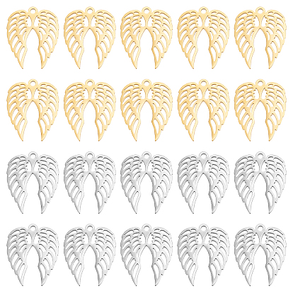 20 шт. 2 цвета 201 подвески из нержавеющей стали, филигранные столярные находки, лазерная резка, крыло